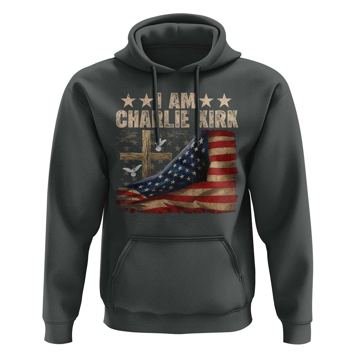 I Am Charlie Kirk Hoodie Freedom Vintage American Flag - Wonder Print Shop