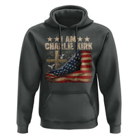 I Am Charlie Kirk Hoodie Freedom Vintage American Flag - Wonder Print Shop
