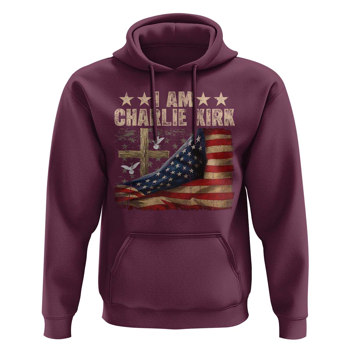 I Am Charlie Kirk Hoodie Freedom Vintage American Flag - Wonder Print Shop