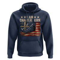 I Am Charlie Kirk Hoodie Freedom Vintage American Flag - Wonder Print Shop