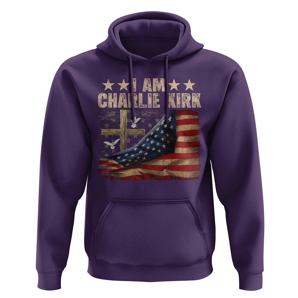 I Am Charlie Kirk Hoodie Freedom Vintage American Flag - Wonder Print Shop