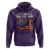 I Am Charlie Kirk Hoodie Freedom Vintage American Flag - Wonder Print Shop