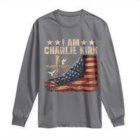 I Am Charlie Kirk Long Sleeve Shirt Freedom Vintage American Flag - Wonder Print Shop