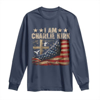 I Am Charlie Kirk Long Sleeve Shirt Freedom Vintage American Flag - Wonder Print Shop
