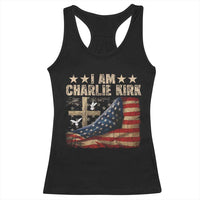 I Am Charlie Kirk Racerback Tank Top Freedom Vintage American Flag - Wonder Print Shop