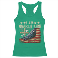 I Am Charlie Kirk Racerback Tank Top Freedom Vintage American Flag - Wonder Print Shop