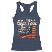 I Am Charlie Kirk Racerback Tank Top Freedom Vintage American Flag - Wonder Print Shop