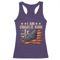 I Am Charlie Kirk Racerback Tank Top Freedom Vintage American Flag - Wonder Print Shop