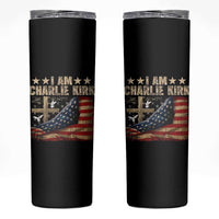 I Am Charlie Kirk Skinny Tumbler Freedom Vintage American Flag - Wonder Print Shop