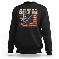 I Am Charlie Kirk Sweatshirt Freedom Vintage American Flag - Wonder Print Shop