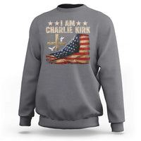 I Am Charlie Kirk Sweatshirt Freedom Vintage American Flag - Wonder Print Shop