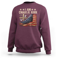 I Am Charlie Kirk Sweatshirt Freedom Vintage American Flag - Wonder Print Shop