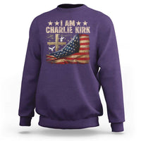 I Am Charlie Kirk Sweatshirt Freedom Vintage American Flag - Wonder Print Shop