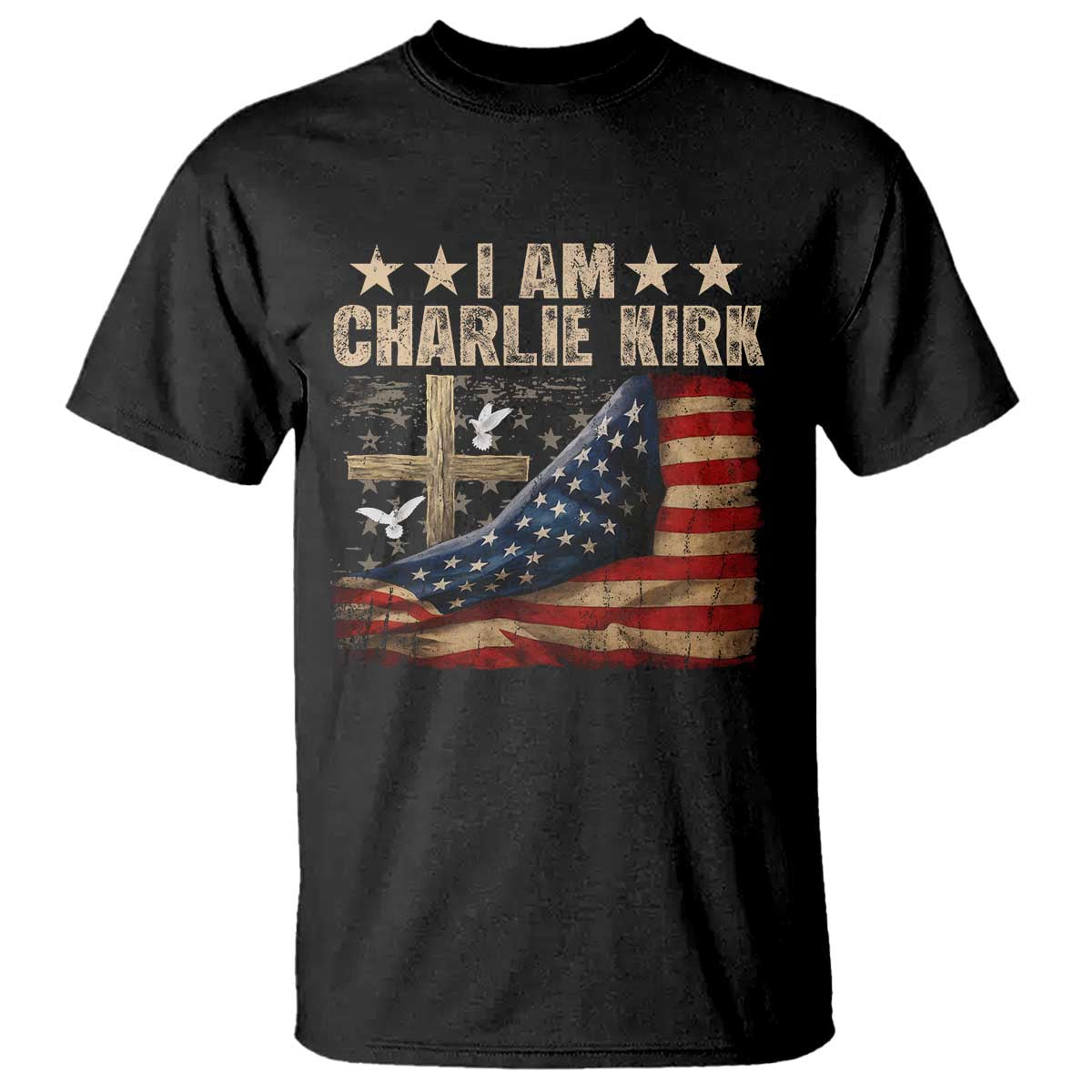 I Am Charlie Kirk T Shirt Freedom Vintage American Flag - Wonder Print Shop