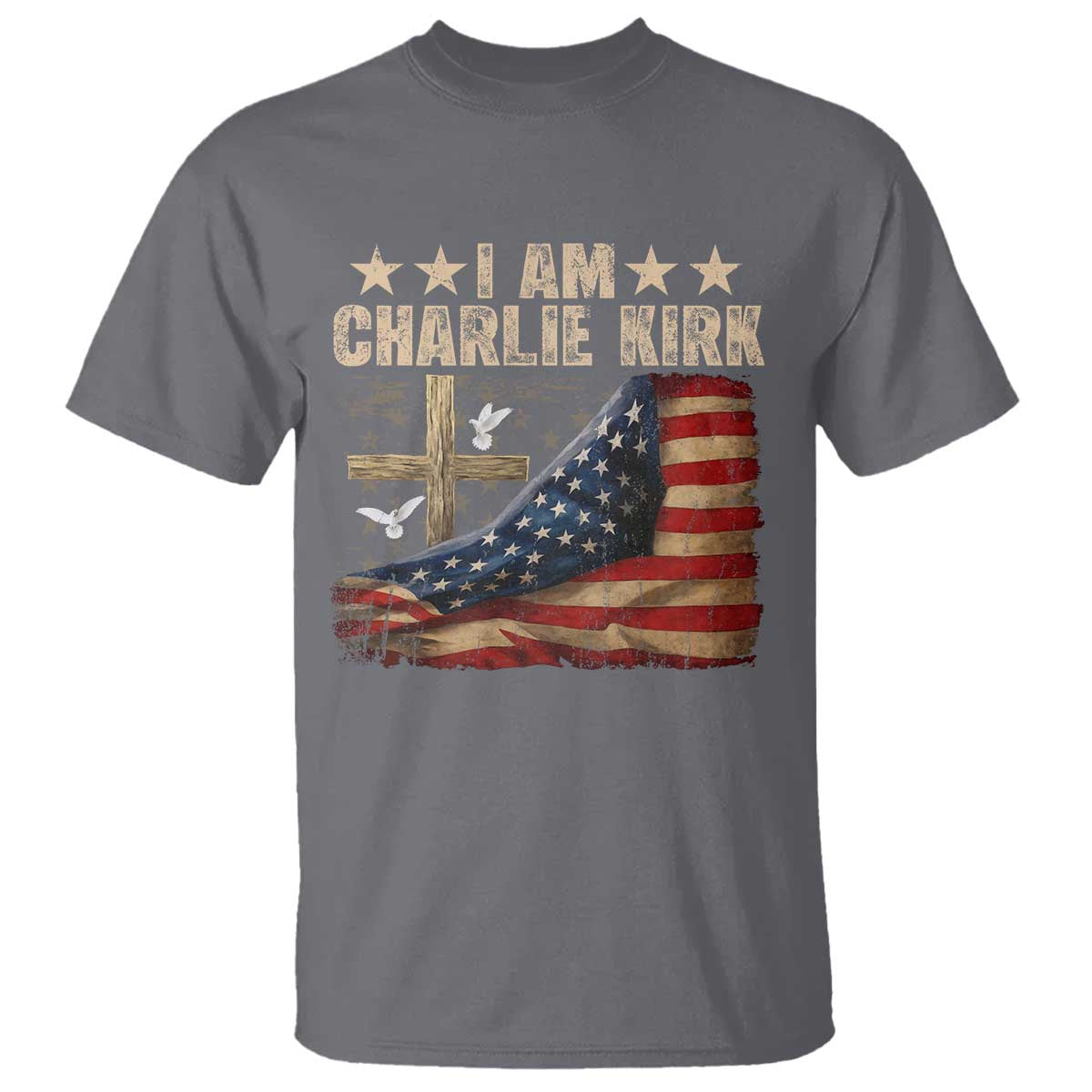 I Am Charlie Kirk T Shirt Freedom Vintage American Flag - Wonder Print Shop