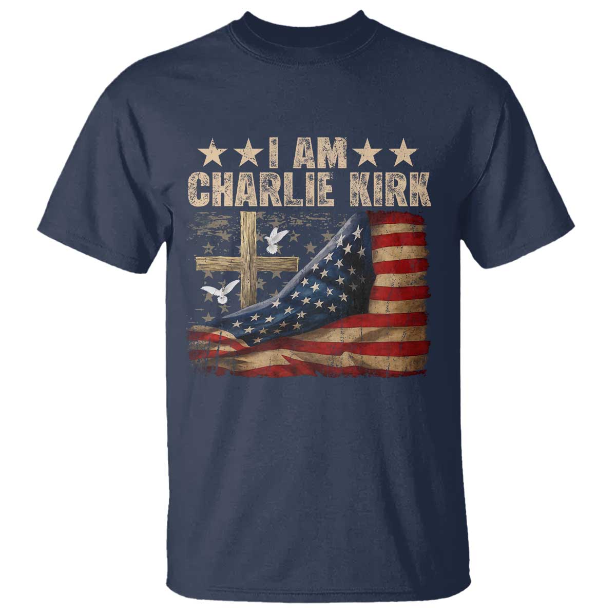 I Am Charlie Kirk T Shirt Freedom Vintage American Flag - Wonder Print Shop