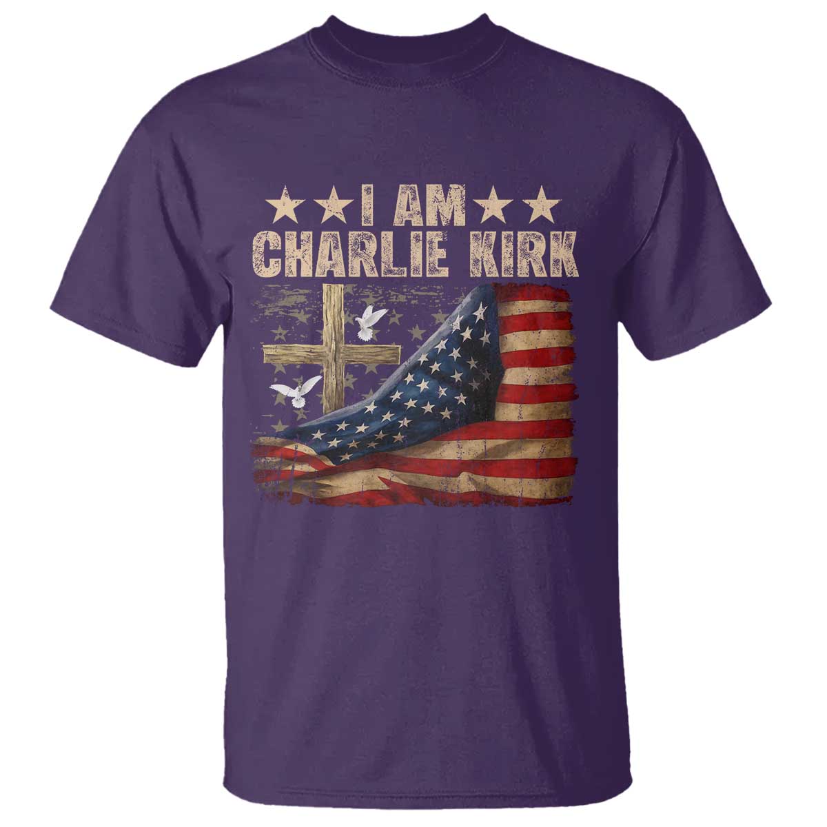 I Am Charlie Kirk T Shirt Freedom Vintage American Flag - Wonder Print Shop