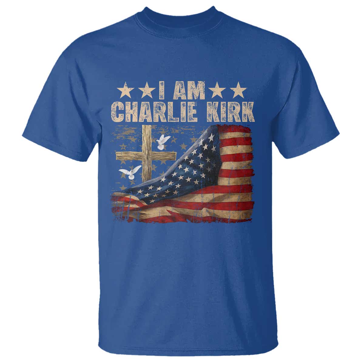 I Am Charlie Kirk T Shirt Freedom Vintage American Flag - Wonder Print Shop
