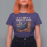 I Am Charlie Kirk T Shirt For Women Freedom Vintage American Flag - Wonder Print Shop
