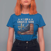 I Am Charlie Kirk T Shirt For Women Freedom Vintage American Flag - Wonder Print Shop