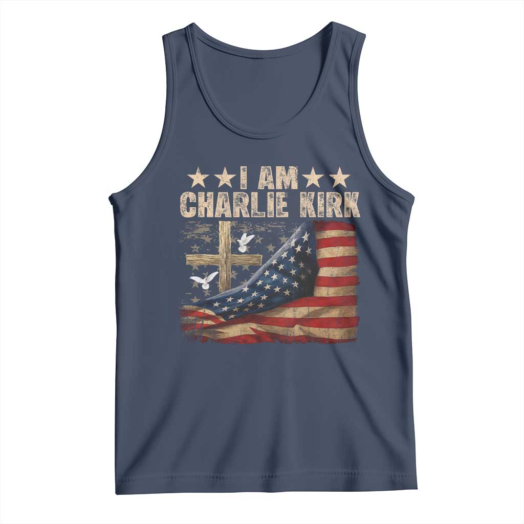 I Am Charlie Kirk Tank Top Freedom Vintage American Flag - Wonder Print Shop