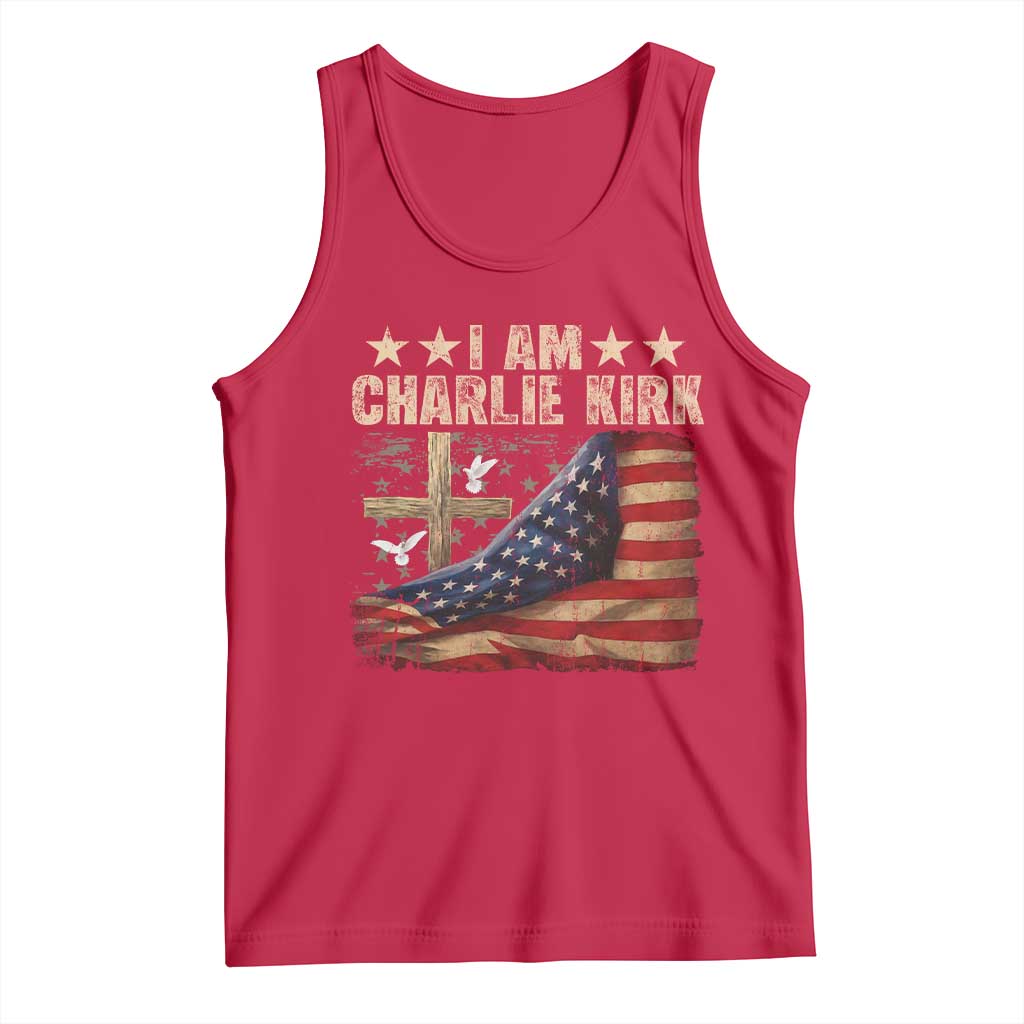 I Am Charlie Kirk Tank Top Freedom Vintage American Flag - Wonder Print Shop