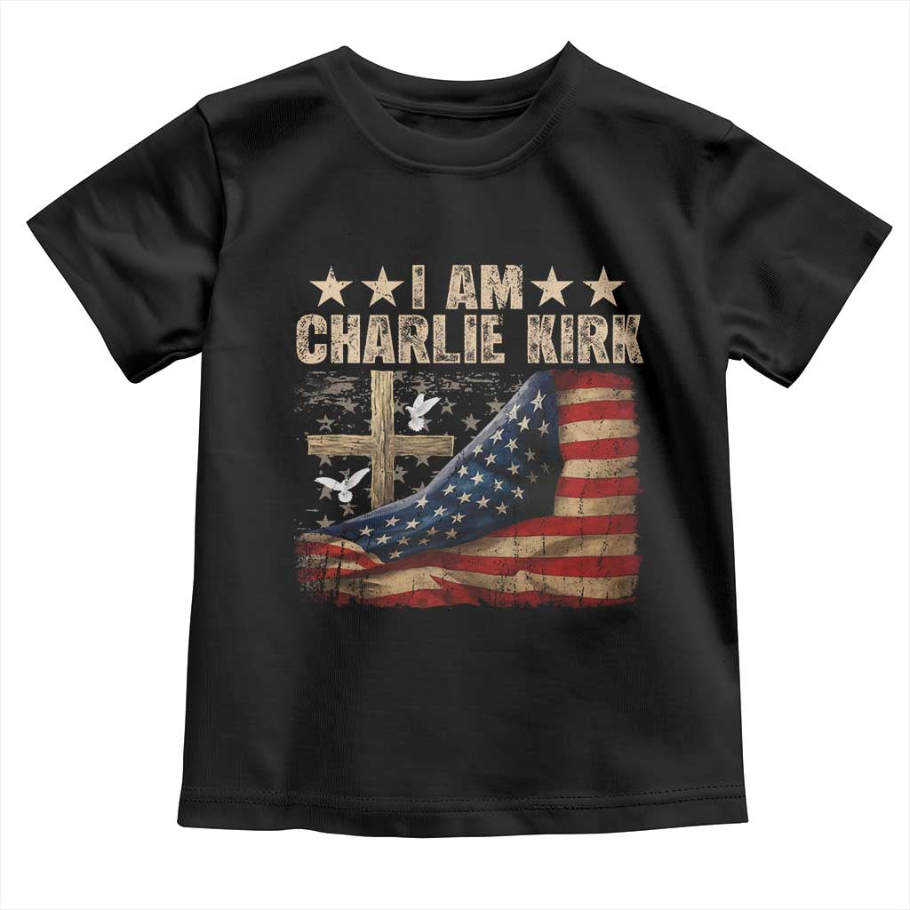 I Am Charlie Kirk Toddler T Shirt Freedom Vintage American Flag - Wonder Print Shop