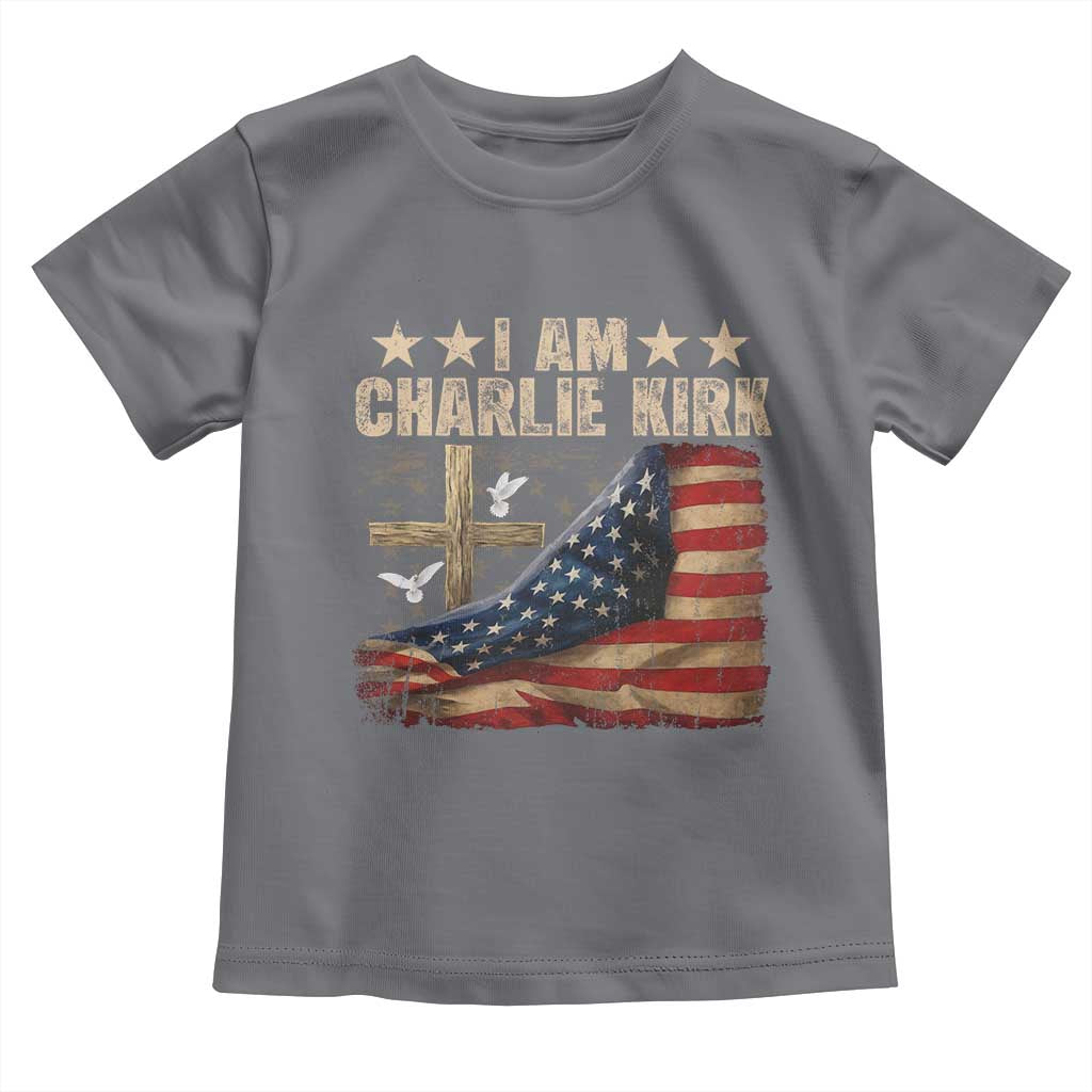 I Am Charlie Kirk Toddler T Shirt Freedom Vintage American Flag - Wonder Print Shop
