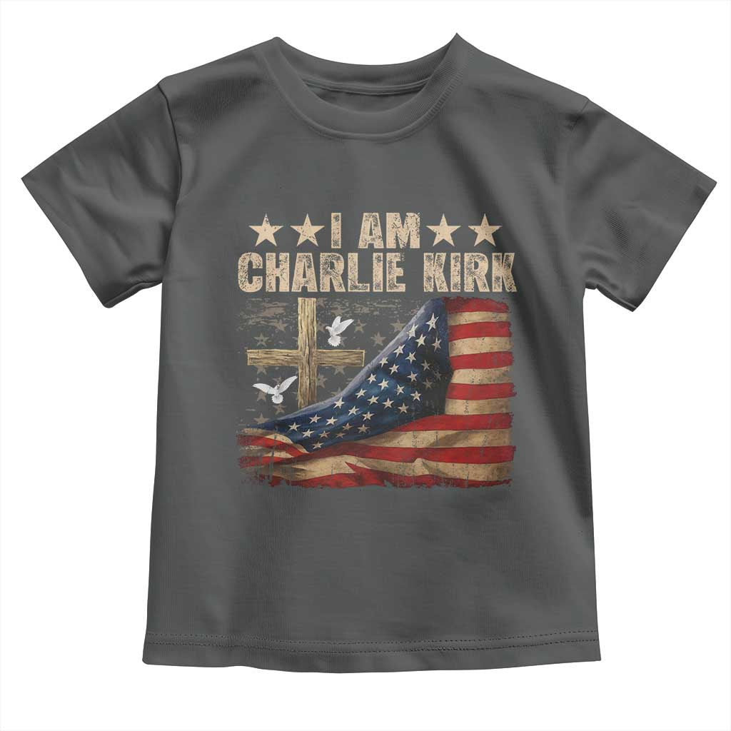I Am Charlie Kirk Toddler T Shirt Freedom Vintage American Flag - Wonder Print Shop