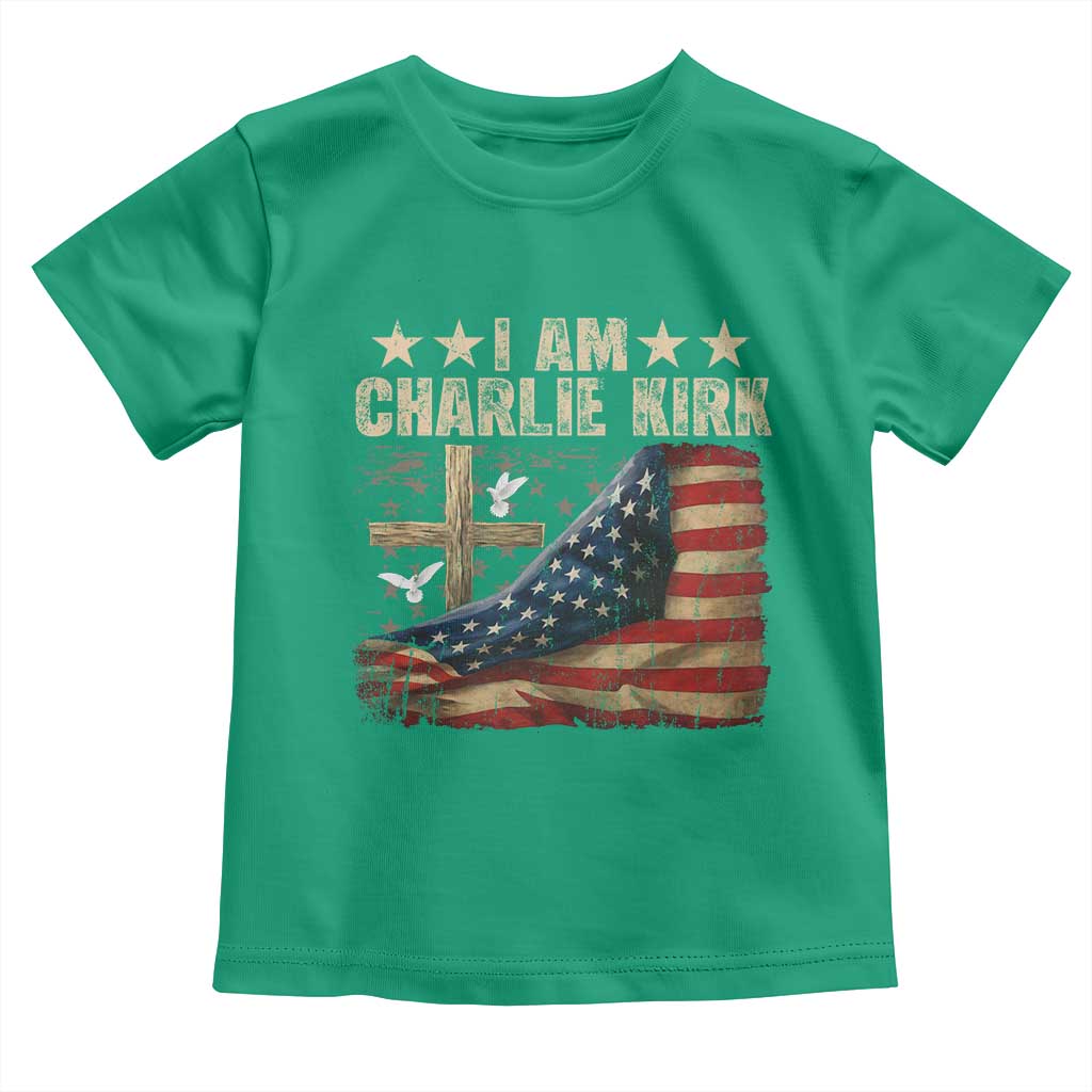 I Am Charlie Kirk Toddler T Shirt Freedom Vintage American Flag - Wonder Print Shop