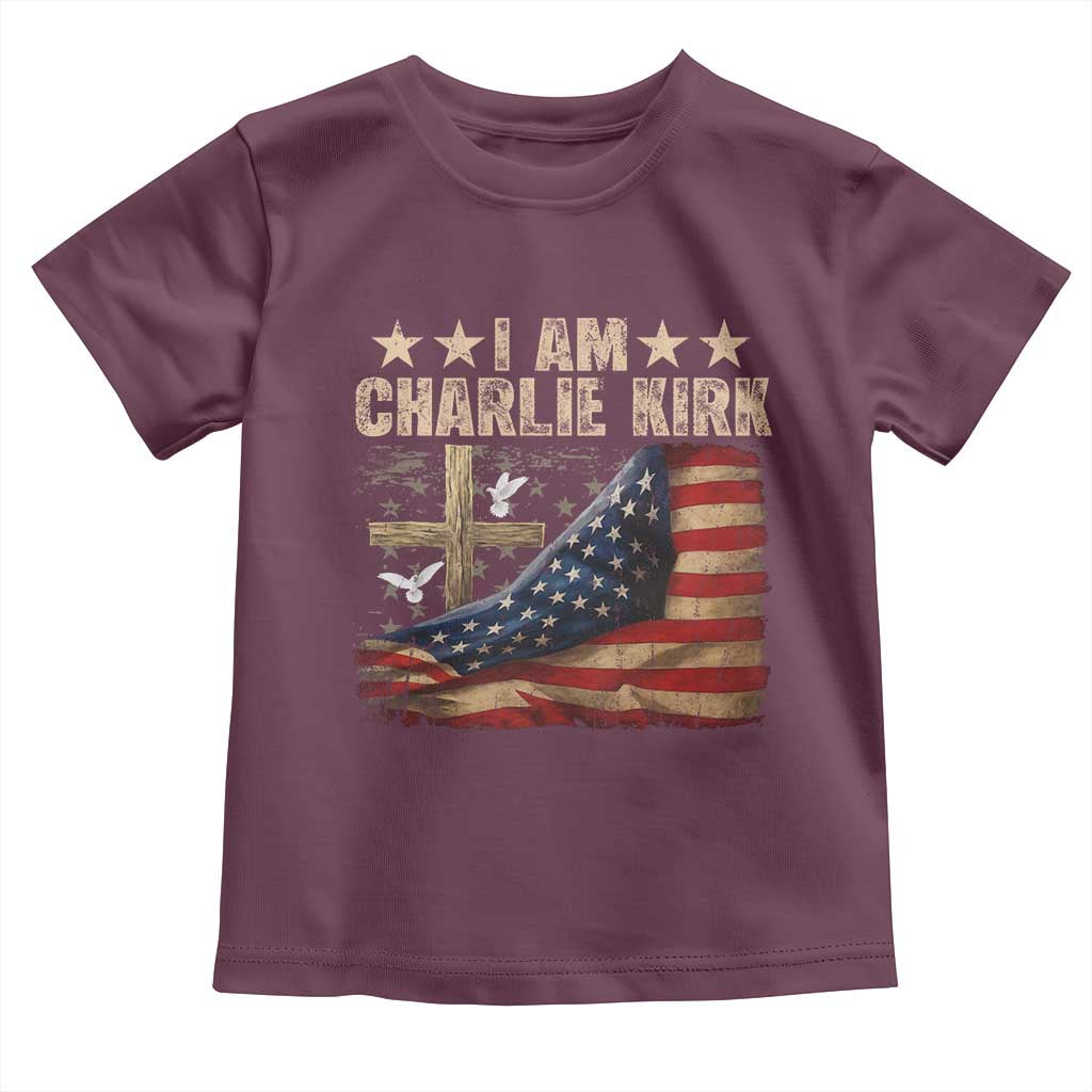 I Am Charlie Kirk Toddler T Shirt Freedom Vintage American Flag - Wonder Print Shop