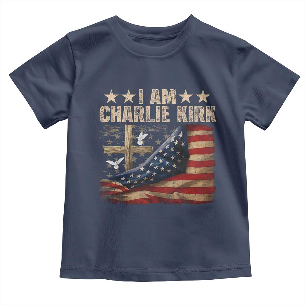 I Am Charlie Kirk Toddler T Shirt Freedom Vintage American Flag - Wonder Print Shop