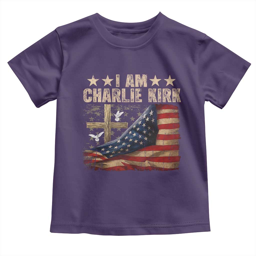 I Am Charlie Kirk Toddler T Shirt Freedom Vintage American Flag - Wonder Print Shop