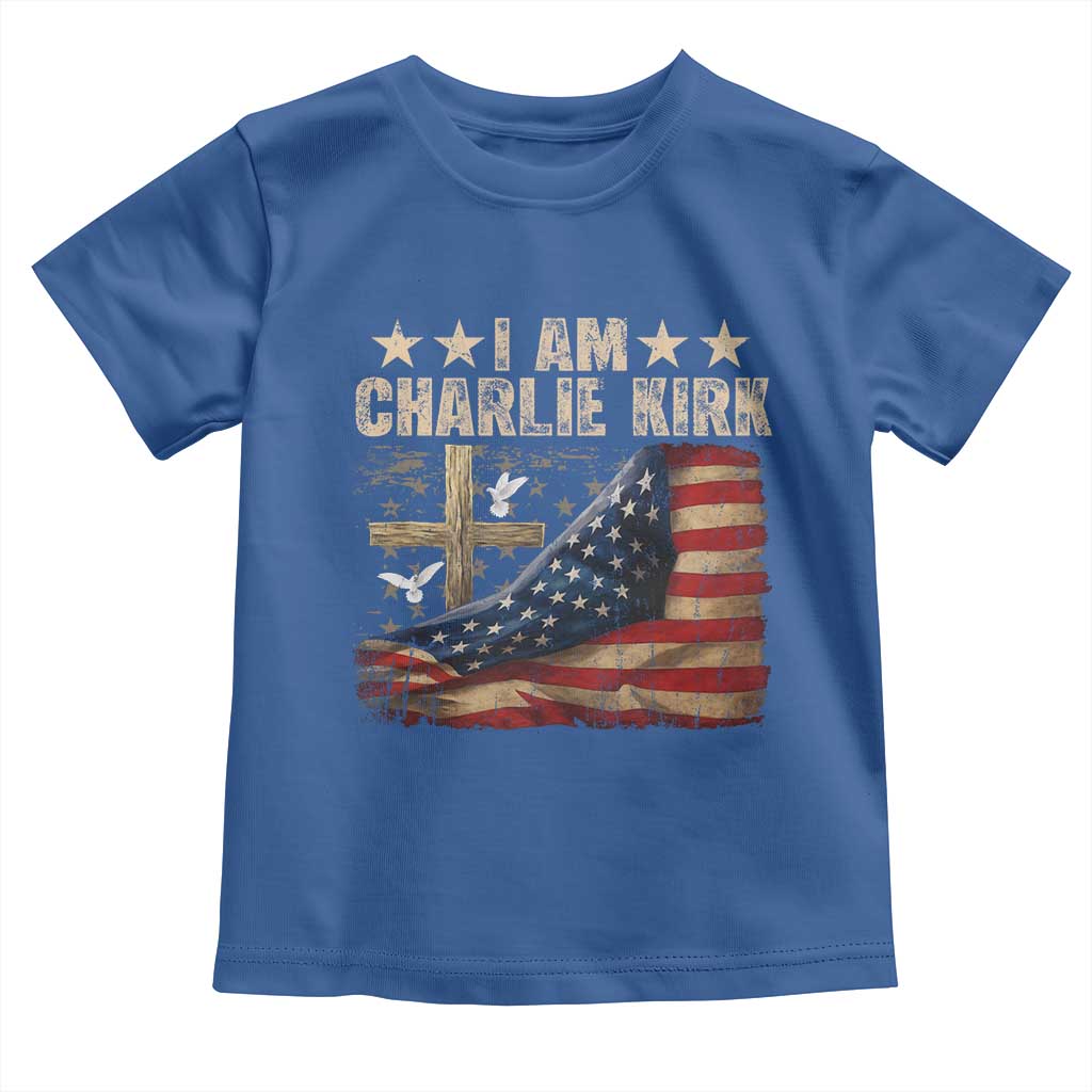 I Am Charlie Kirk Toddler T Shirt Freedom Vintage American Flag - Wonder Print Shop