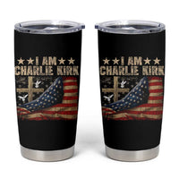 I Am Charlie Kirk Tumbler Cup Freedom Vintage American Flag - Wonder Print Shop