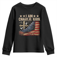 I Am Charlie Kirk Youth Sweatshirt Freedom Vintage American Flag - Wonder Print Shop
