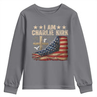 I Am Charlie Kirk Youth Sweatshirt Freedom Vintage American Flag - Wonder Print Shop