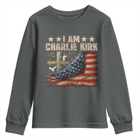 I Am Charlie Kirk Youth Sweatshirt Freedom Vintage American Flag - Wonder Print Shop