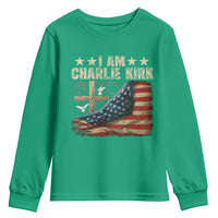 I Am Charlie Kirk Youth Sweatshirt Freedom Vintage American Flag - Wonder Print Shop
