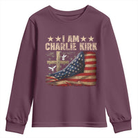 I Am Charlie Kirk Youth Sweatshirt Freedom Vintage American Flag - Wonder Print Shop