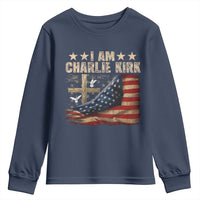 I Am Charlie Kirk Youth Sweatshirt Freedom Vintage American Flag - Wonder Print Shop