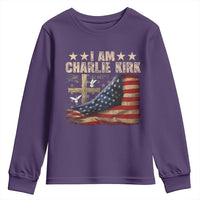 I Am Charlie Kirk Youth Sweatshirt Freedom Vintage American Flag - Wonder Print Shop