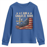 I Am Charlie Kirk Youth Sweatshirt Freedom Vintage American Flag - Wonder Print Shop