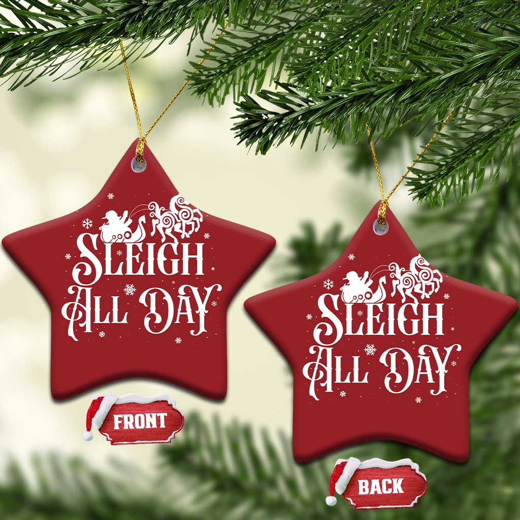 Funny Xmas Viking Christmas Ornament Sleigh All Day Sleipnir Longship Santa - Wonder Print Shop