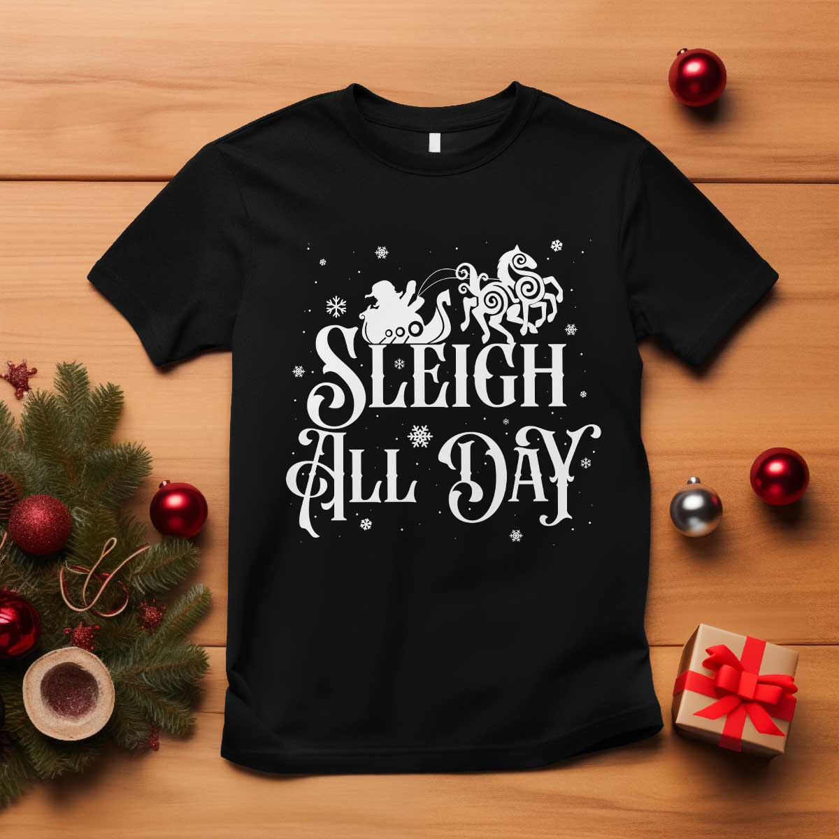 Funny Christmas Viking T Shirt Sleigh All Day Sleipnir Longship Santa - Wonder Print Shop