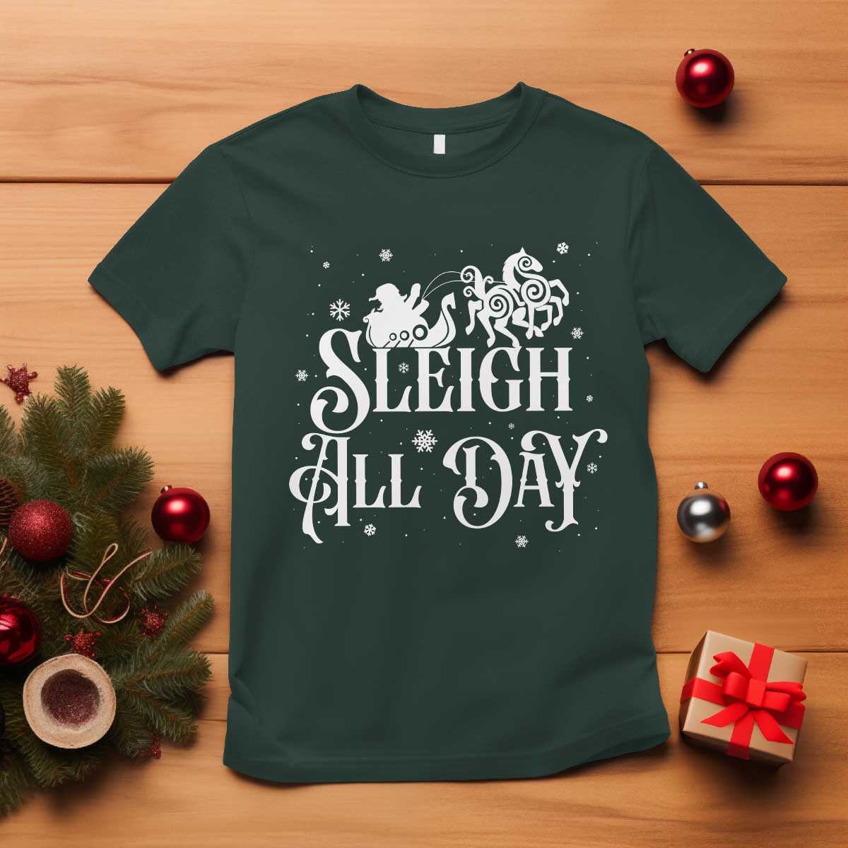 Funny Christmas Viking T Shirt Sleigh All Day Sleipnir Longship Santa - Wonder Print Shop