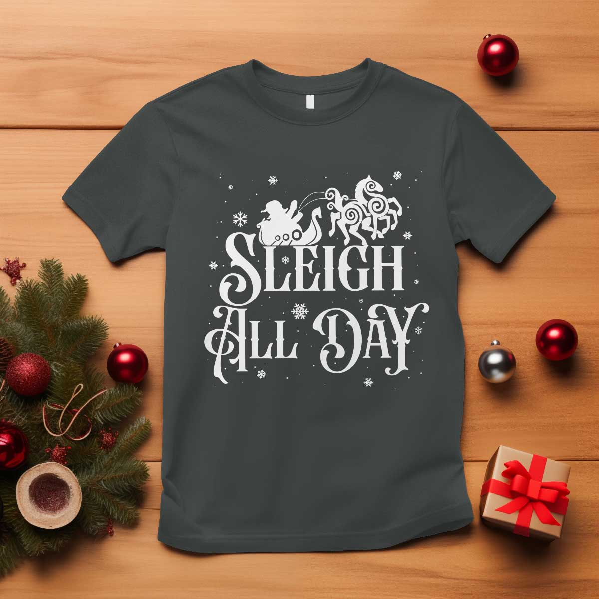 Funny Christmas Viking T Shirt Sleigh All Day Sleipnir Longship Santa - Wonder Print Shop