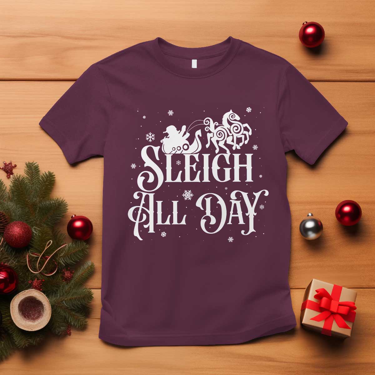 Funny Christmas Viking T Shirt Sleigh All Day Sleipnir Longship Santa - Wonder Print Shop