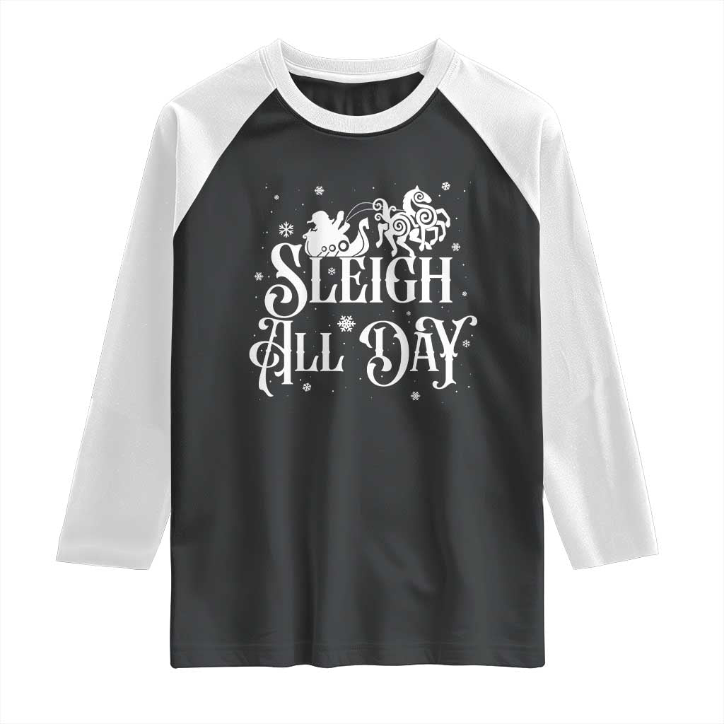 Funny Christmas Viking Raglan Shirt Sleigh All Day Sleipnir Longship Santa - Wonder Print Shop
