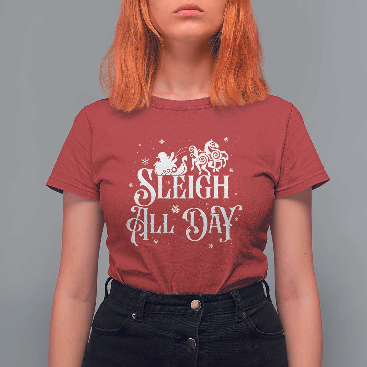 Funny Christmas Viking T Shirt For Women Sleigh All Day Sleipnir Longship Santa - Wonder Print Shop